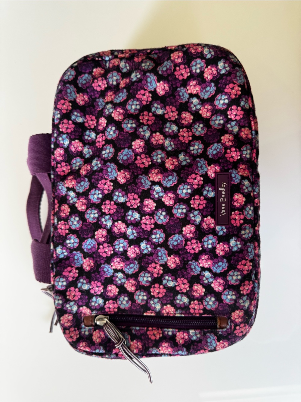 Vera Bradley Berry Burst Toiletry Bag 12x7x4 Travel Organizer Purple Floral